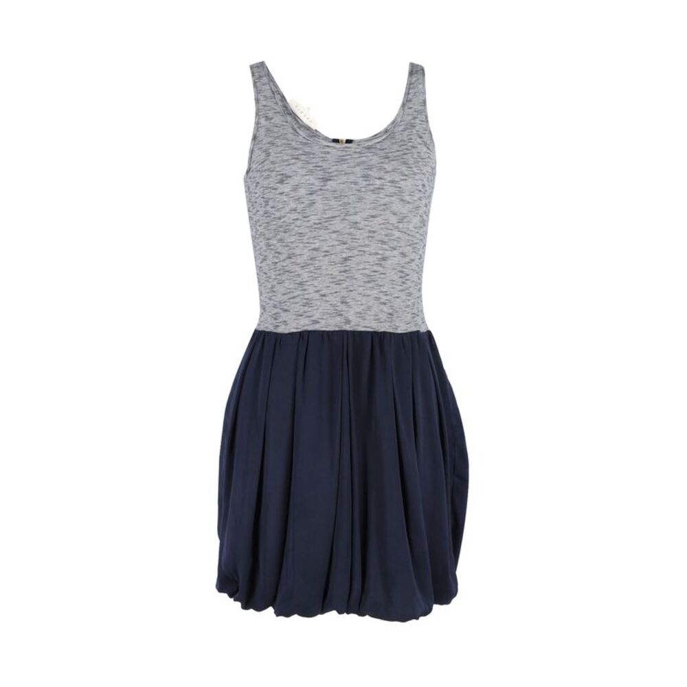 Sandro Paris Sleeveless Mini Dress in Grey and Navy Blue Cotton